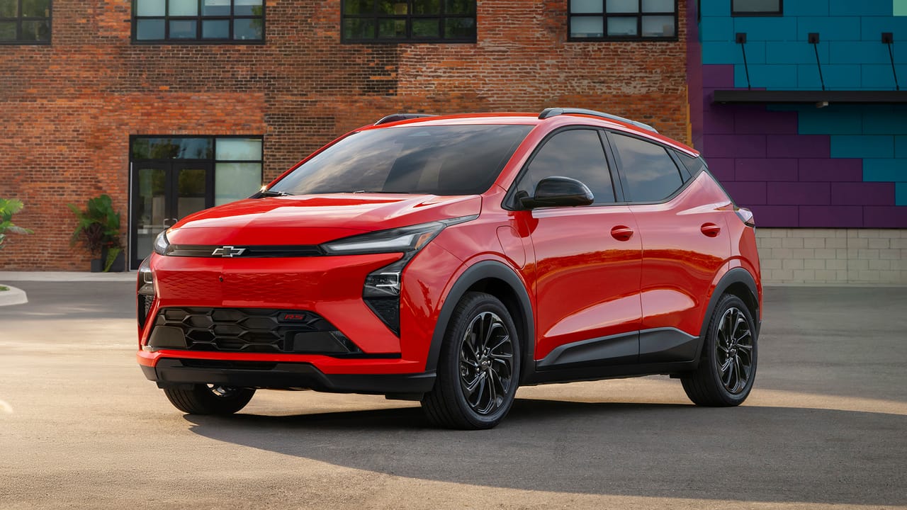 The redesigned 2026 Chevrolet Bolt in RS trim, showcasing its sporty aesthetic.
