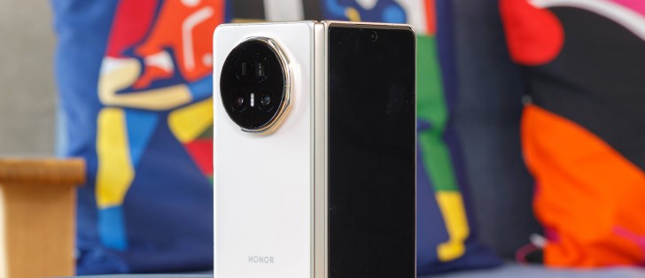 The Honor Magic V5 unfolded, showcasing its large display