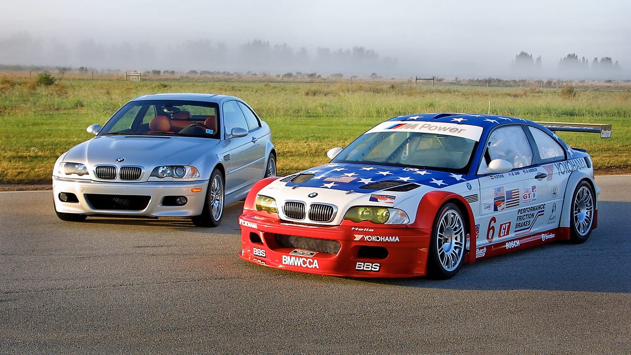 BMW E46 M3 GTR on the racetrack