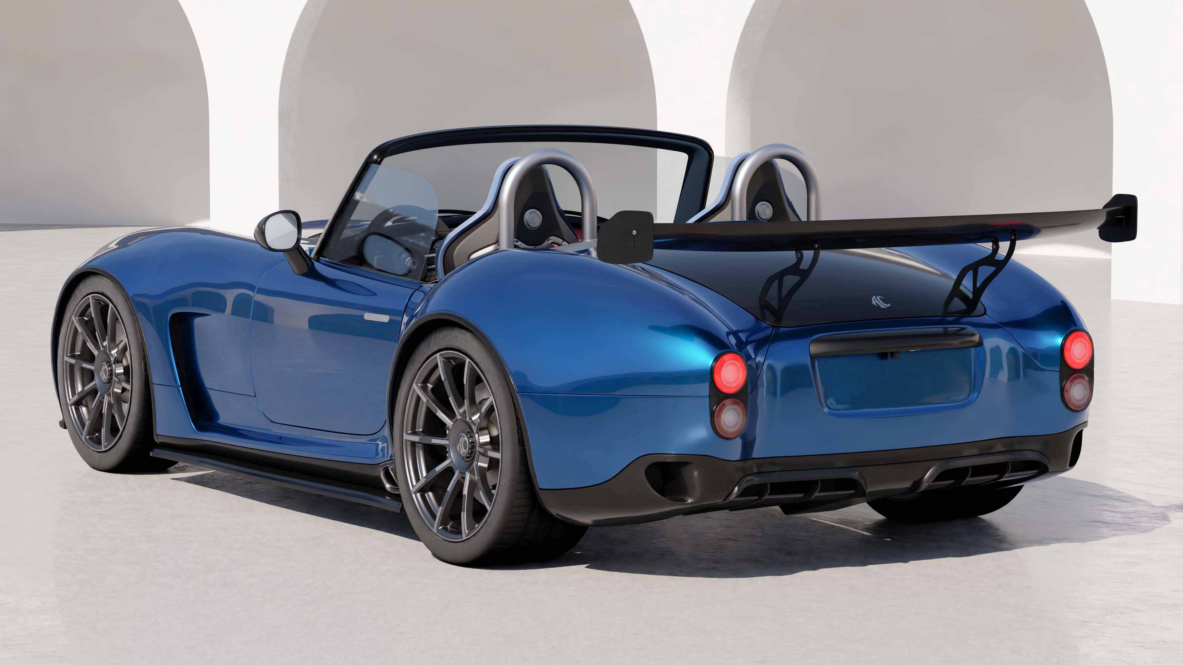 Side view of the AC Cobra GT SuperSport highlighting the classic lines