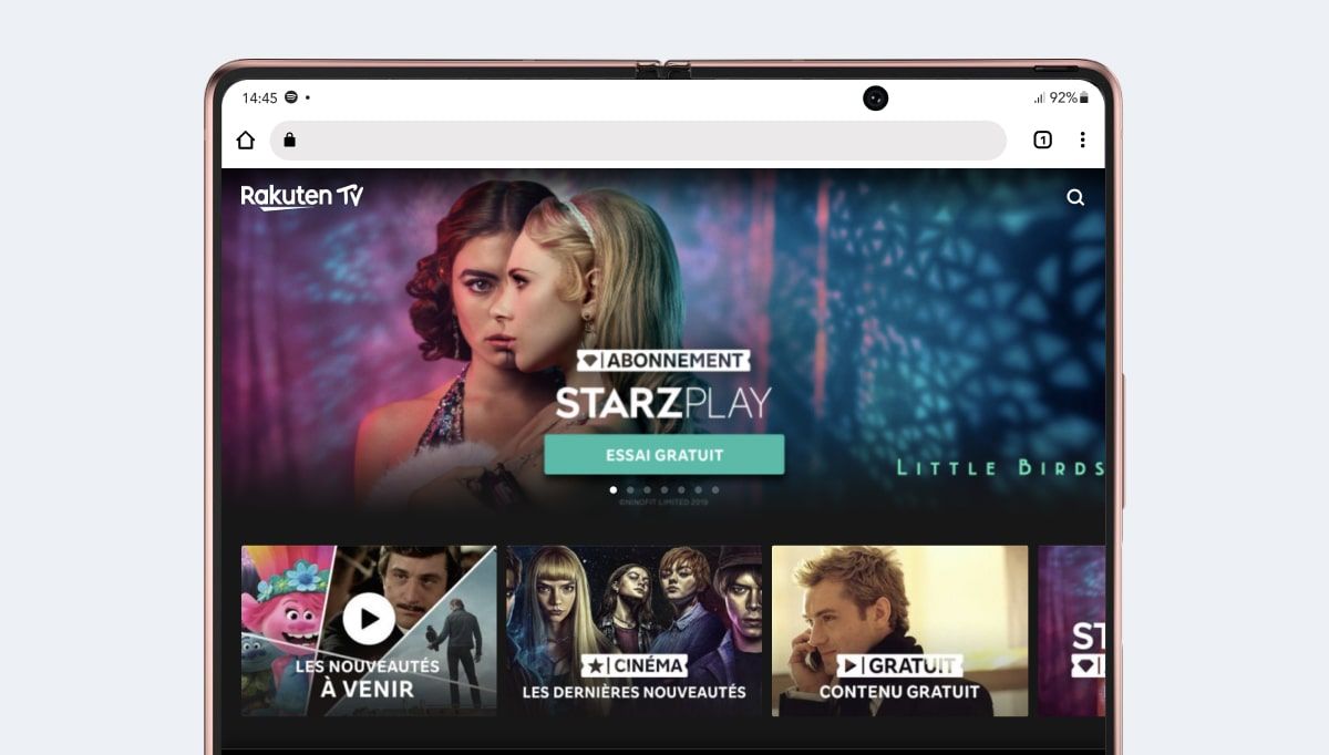 Samsung Galaxy Z Fold 2 unfolded, showcasing its large display and thin bezels