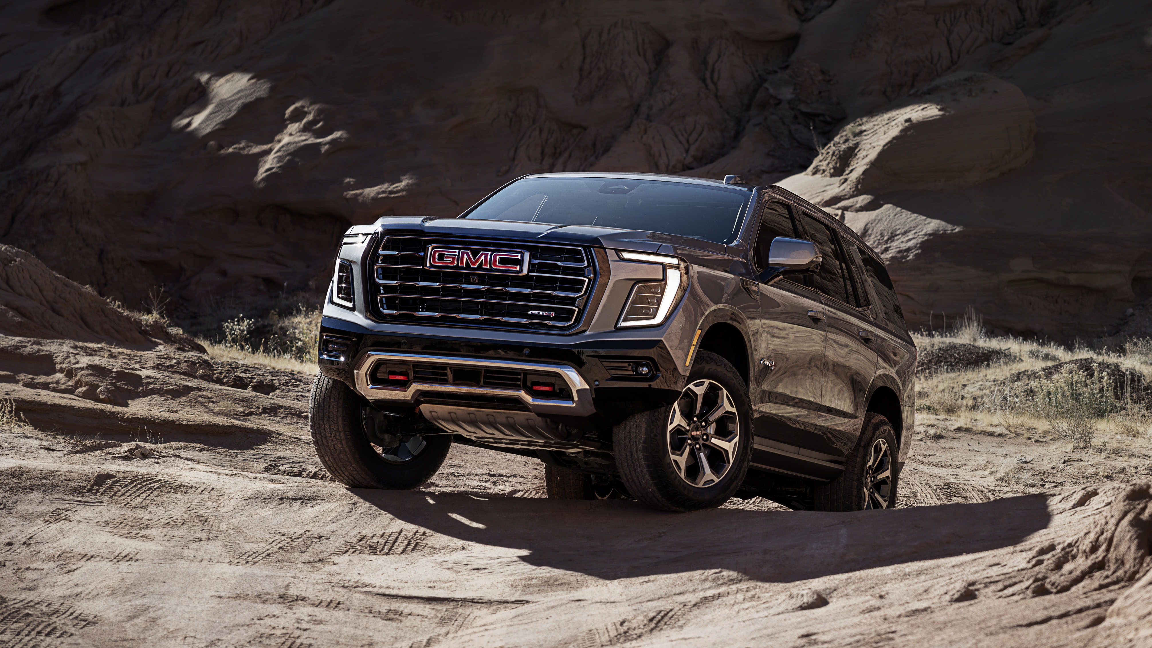 Rear view of the GMC Yukon, highlighting its spacious cargo area