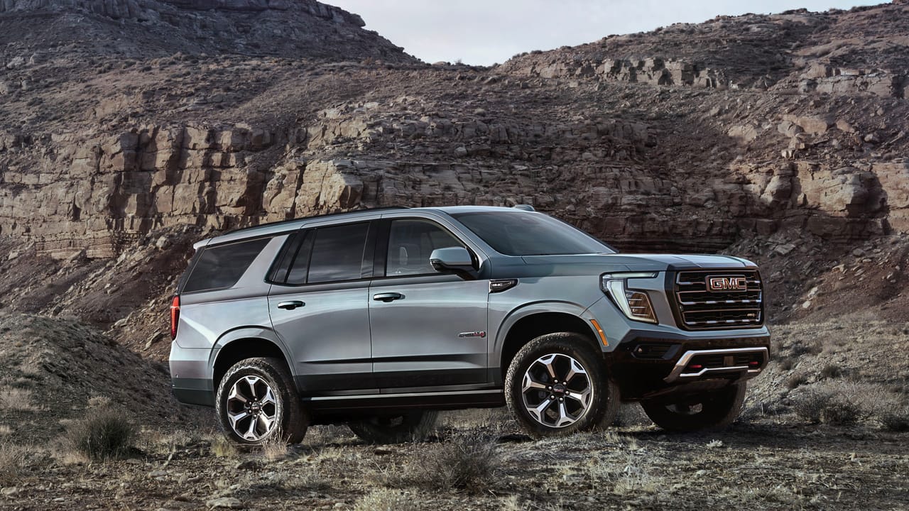 Exterior view of the 2025 GMC Yukon, highlighting its traditional SUV design