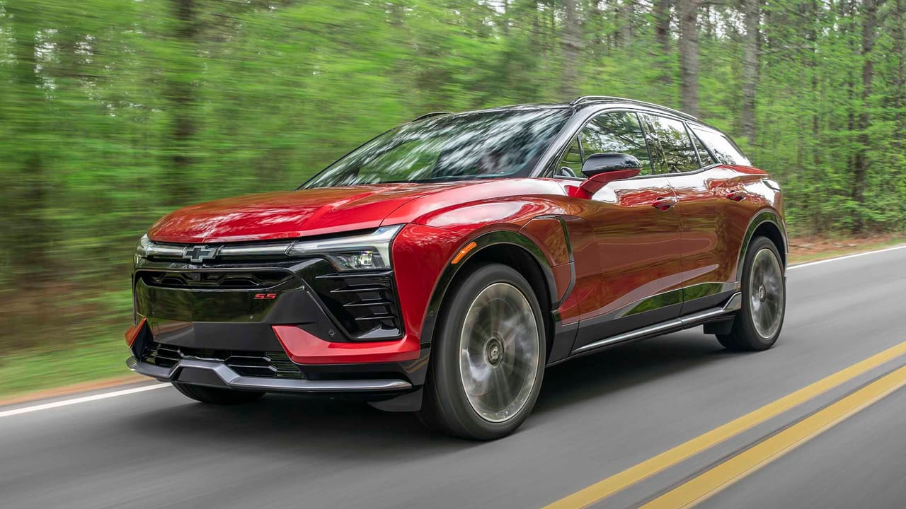 Front view of the Chevrolet Blazer EV SS, showcasing its aggressive styling.