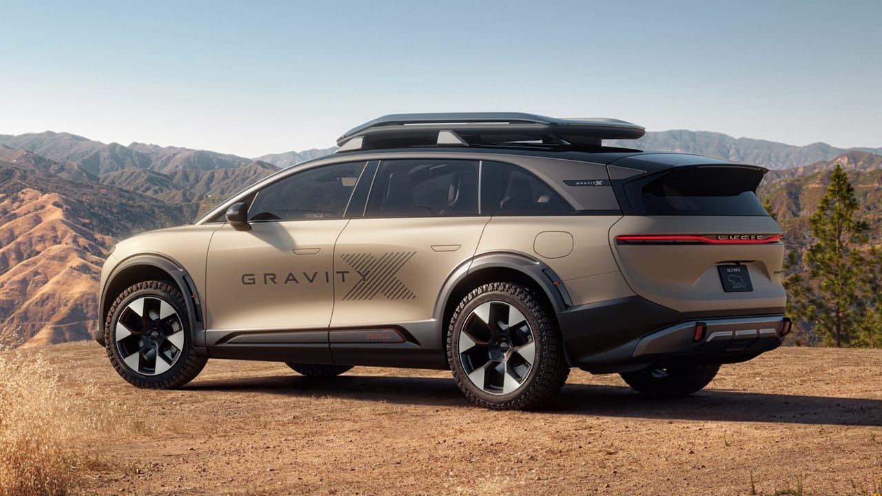Lucid Gravity X concept showcasing its off-road capabilities