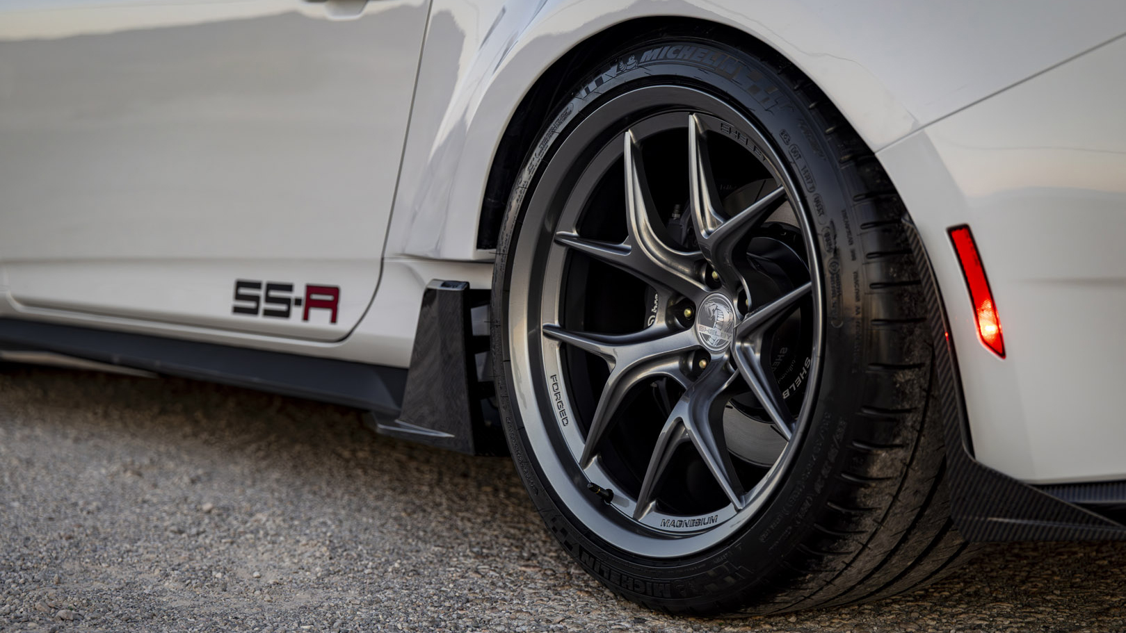 The Shelby Super Snake-R features an upgraded suspension and braking system for track performance.
