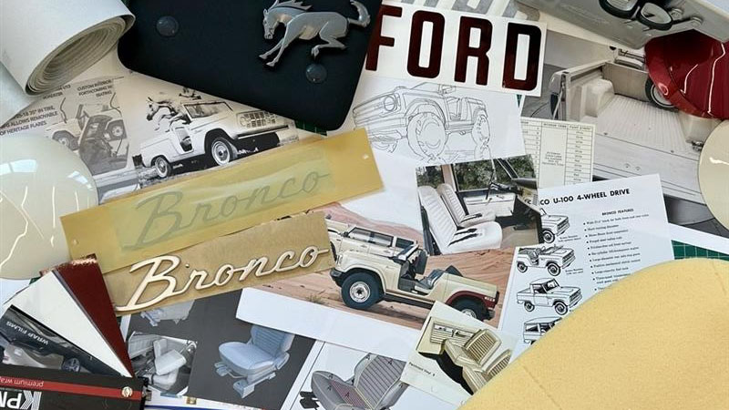 Ford Bronco Roadster: Manual Transmission Focus Interior view of the Ford Bronco Roadster showing the manual gearbox