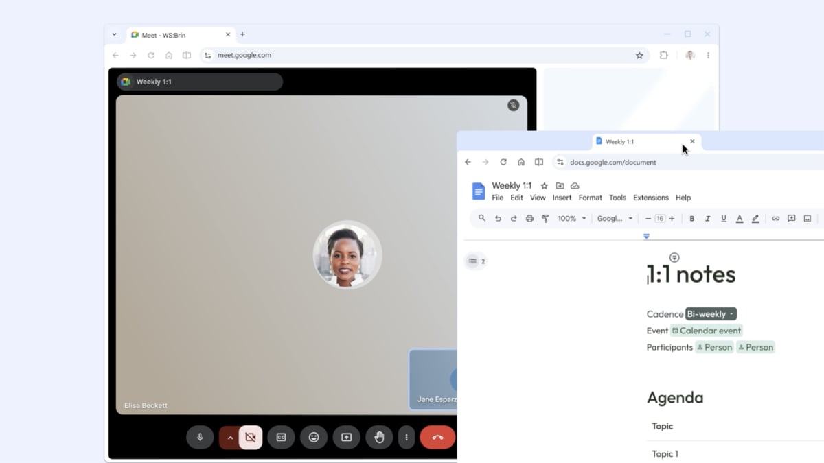 Chrome Split View in action, showing two websites side-by-side