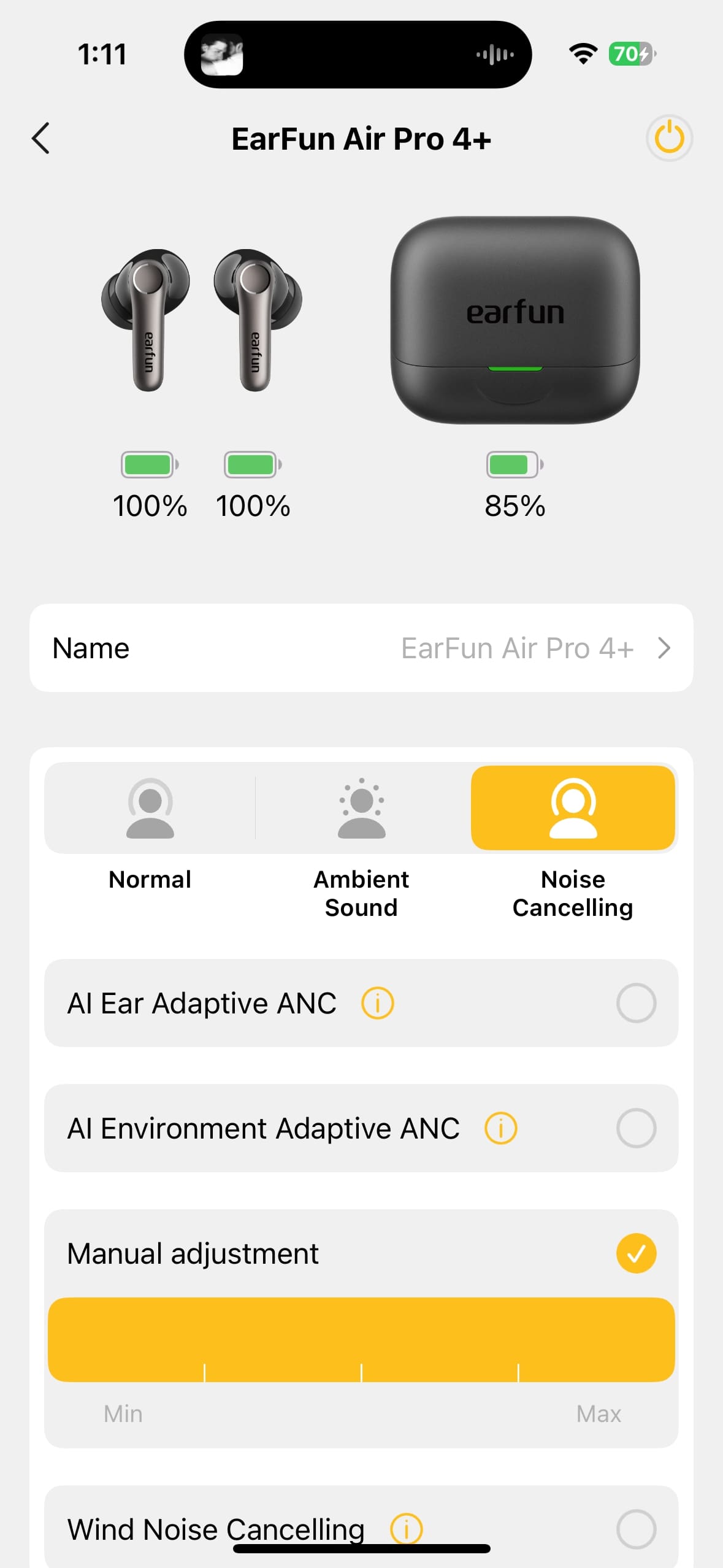EarFun Air Pro 4+ charging case