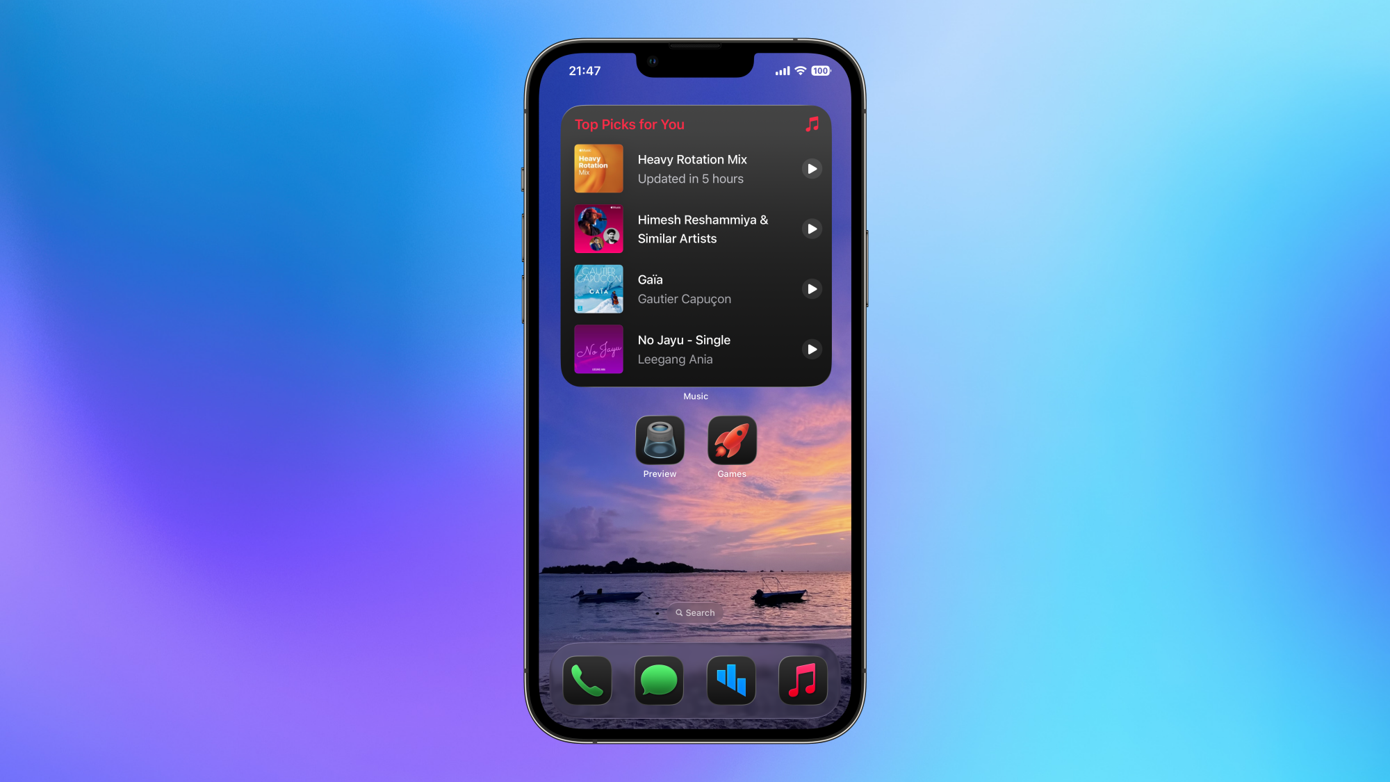 Apple Music user experience in iOS 26 User enjoying Apple Music with offline lyrics support on an iPhone in iOS 26