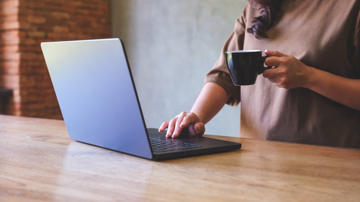 Laptop with a clean, distraction-free writing environment on the screen. Laptop with a clean, distraction-free writing environment on the screen.