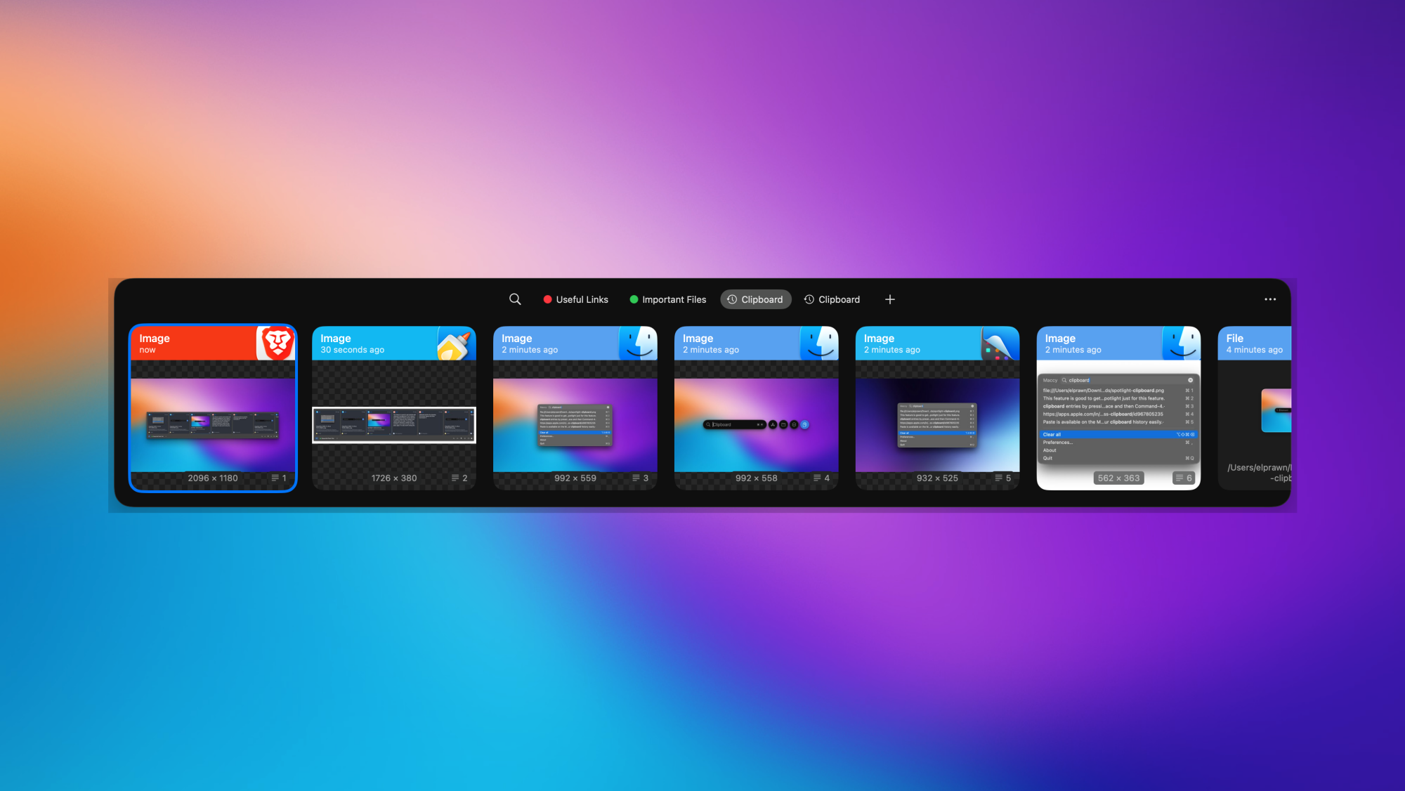 Paste clipboard manager interface