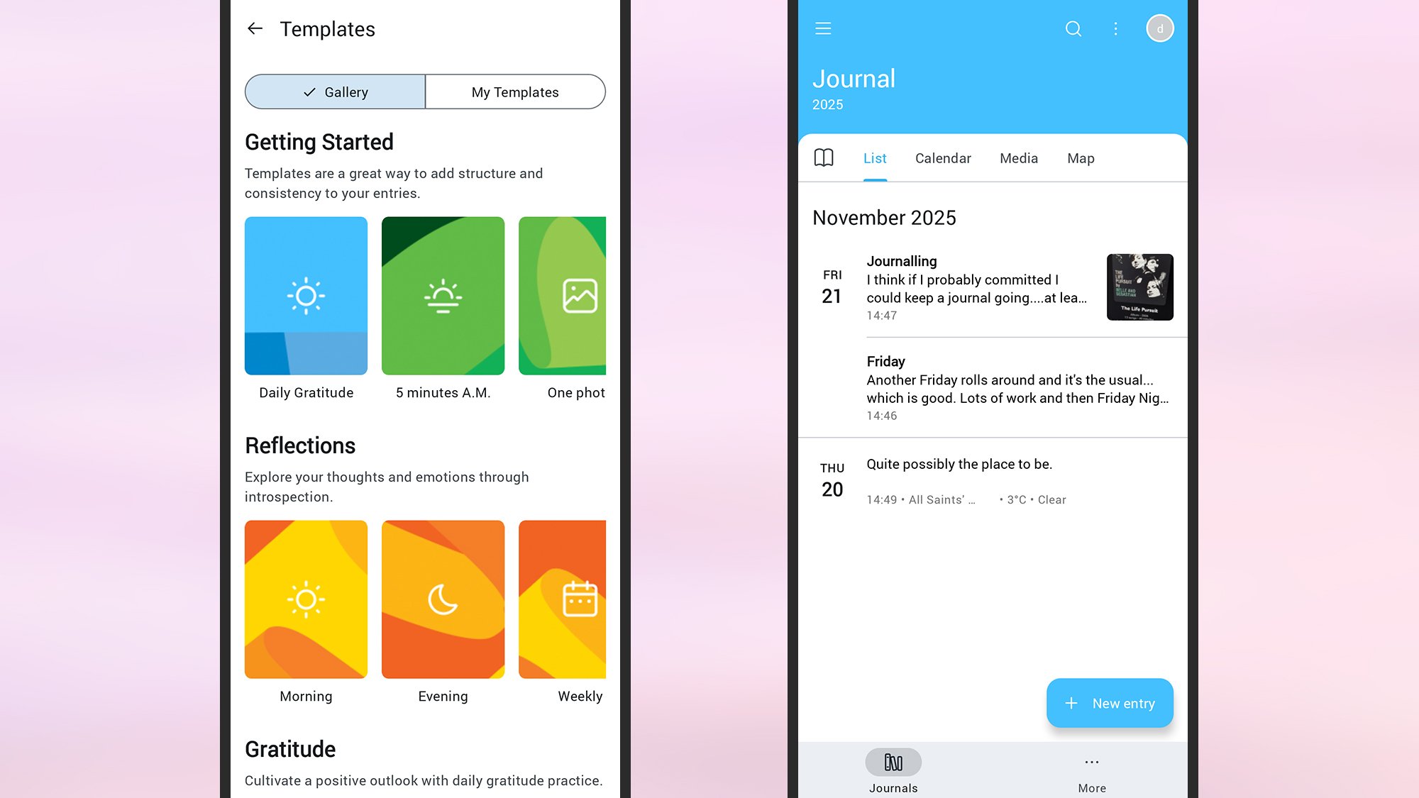 Exploring the options for digital journaling. A collage of different journal app icons, representing the variety of choices available.