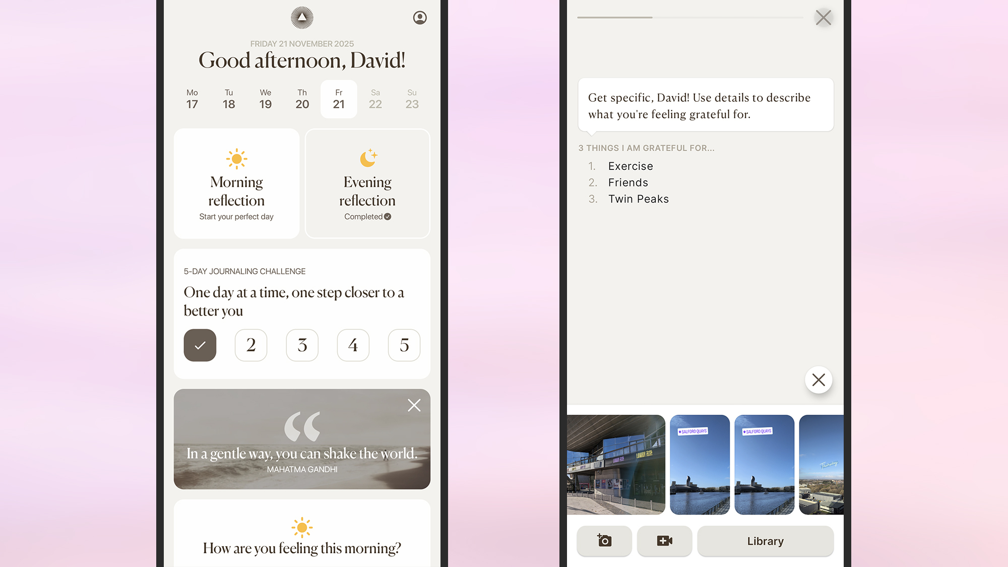 Digital handwriting in a journal app. A person using a stylus to write in a journal app on a tablet, showcasing handwriting support.