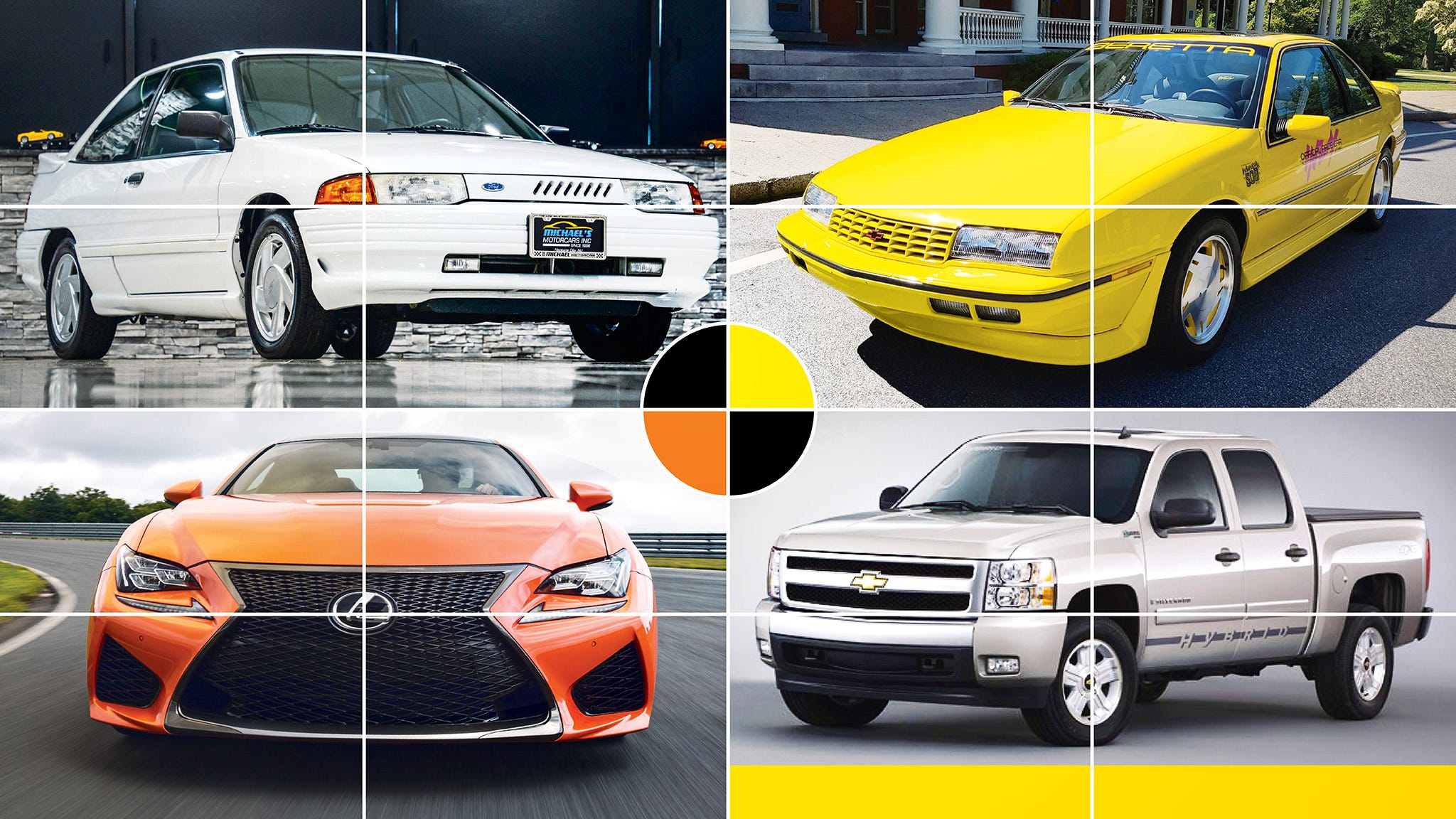 A compilation image of various cars discussed in the article, representing vehicles that almost achieved greatness.