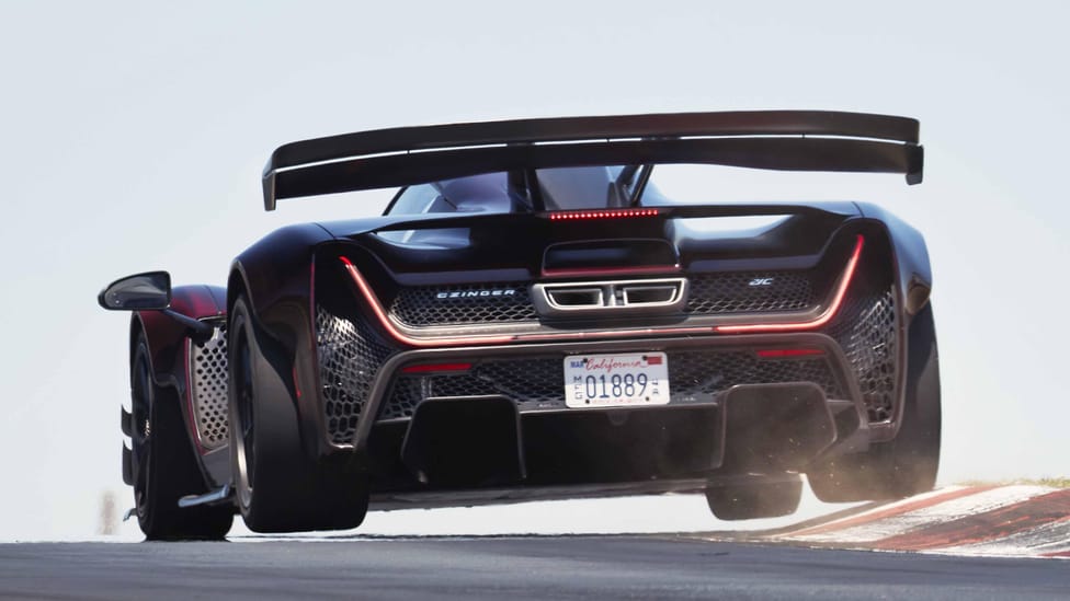 Close-up view of the Czinger 21C's 3D-printed suspension components.