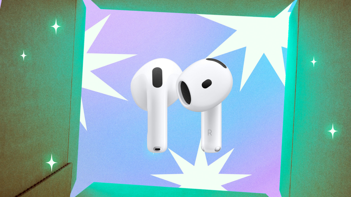 Image of AirPods 4, wireless earbuds, and charging case