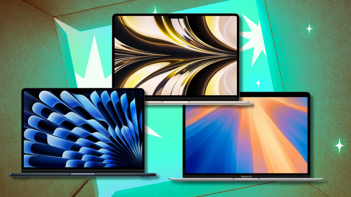 MacBook Airs on display, showcasing various models and colors available during early Black Friday sales.