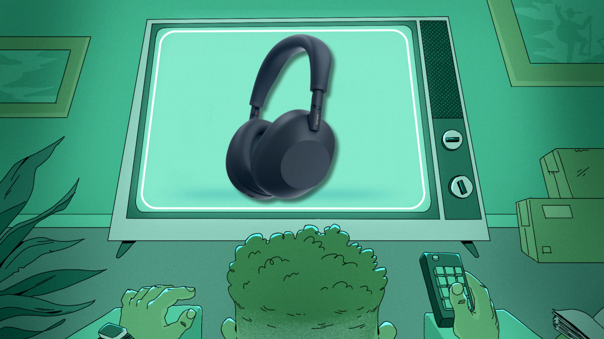 Close-up of over-ear headphones showing sleek design and comfortable earcups