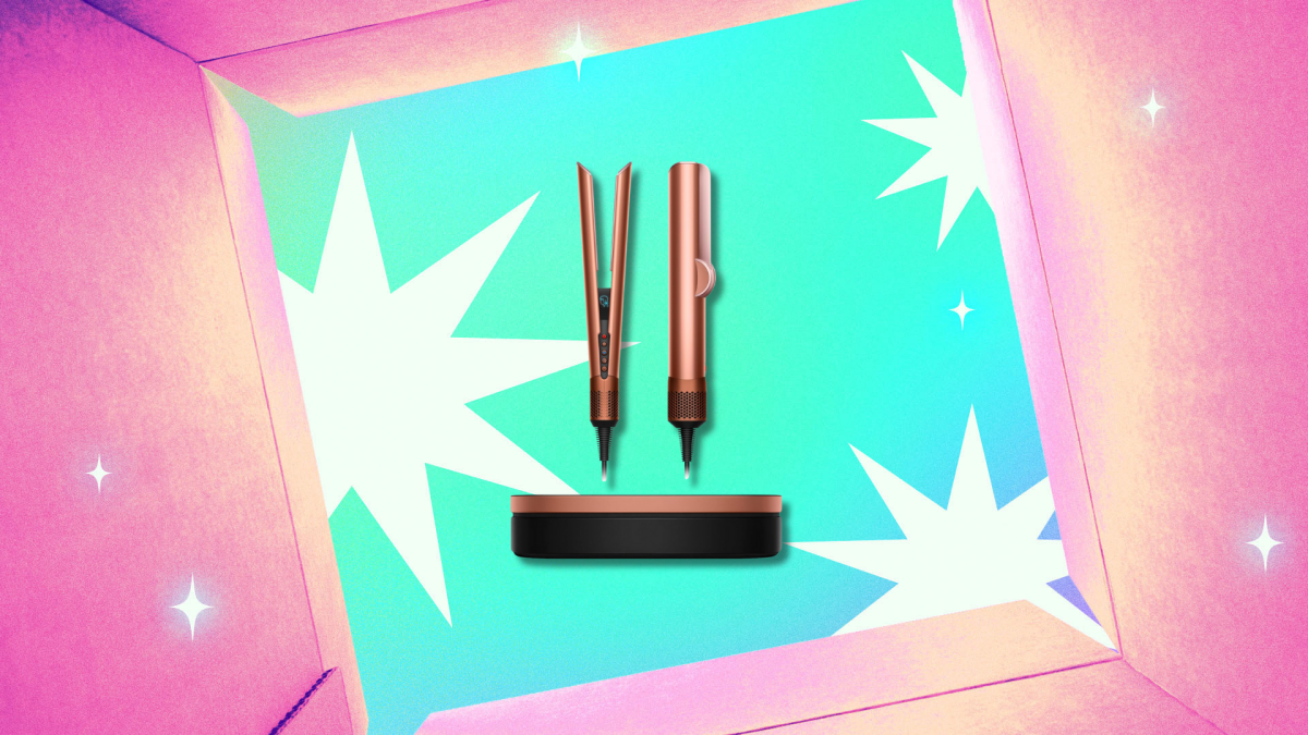 Dyson Airstrait Straightener on display, highlighting its sleek design and innovative technology, now available with a $150 Black Friday discount.