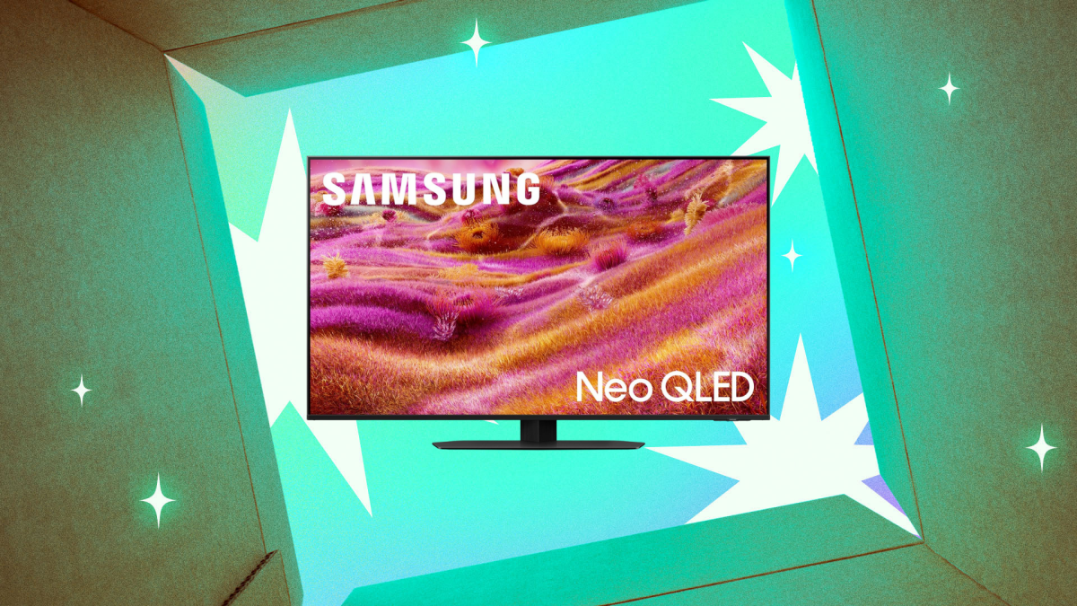 Close-up of the Samsung QN90F Neo QLED TV screen, showcasing its exceptional picture quality. Samsung QN90F Neo QLED TV displaying vibrant colors and sharp details.