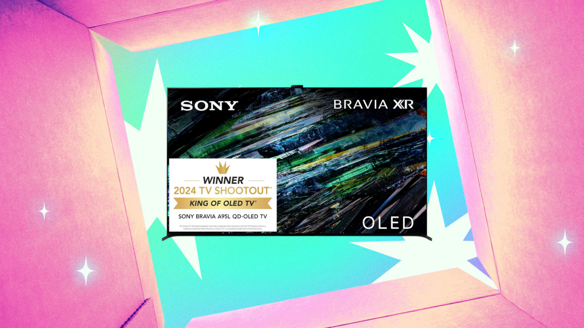 The 77-inch Sony OLED TV on display, showcasing vibrant colors and deep blacks.