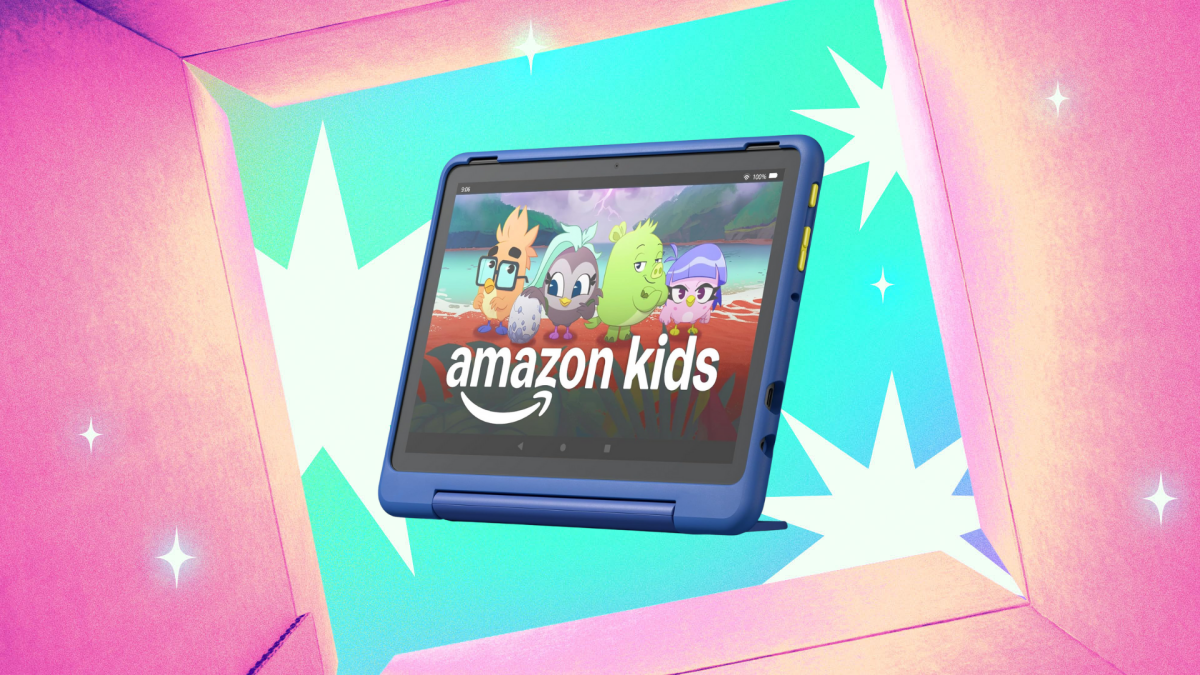 Fire Kids Pro Tablet: A safe and affordable option for kids. Close-up of the Fire Kids Pro Tablet showing the vibrant display and durable case.