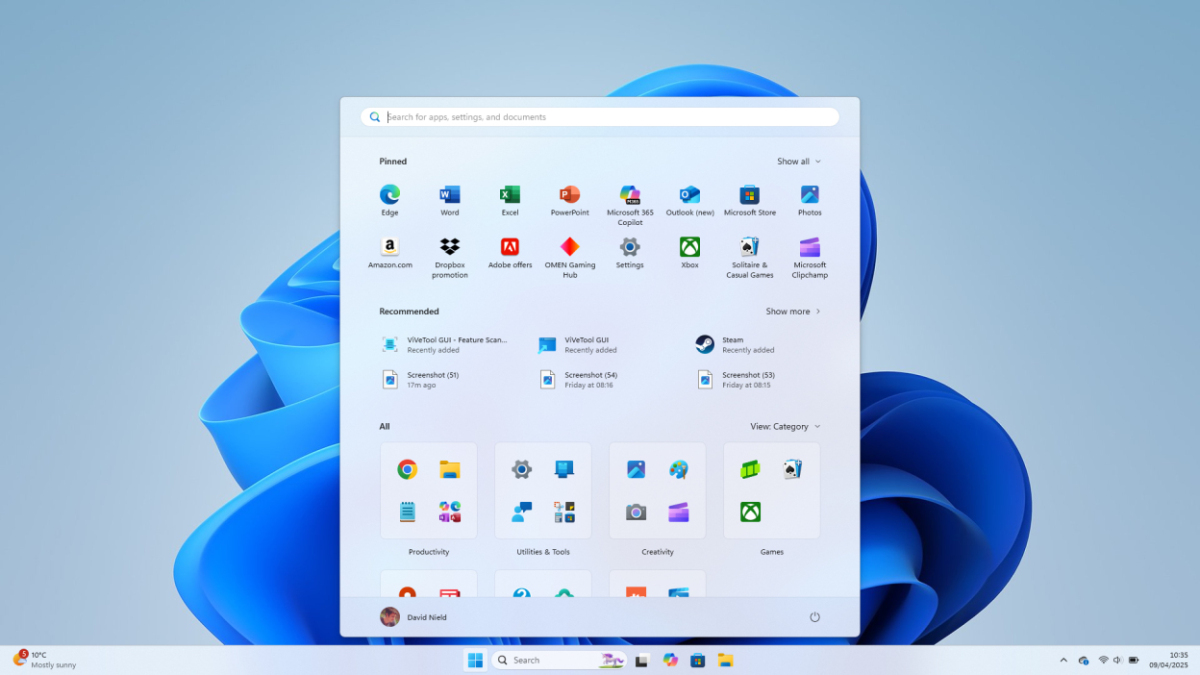 Conceptual image of the redesigned Windows 11 Start Menu