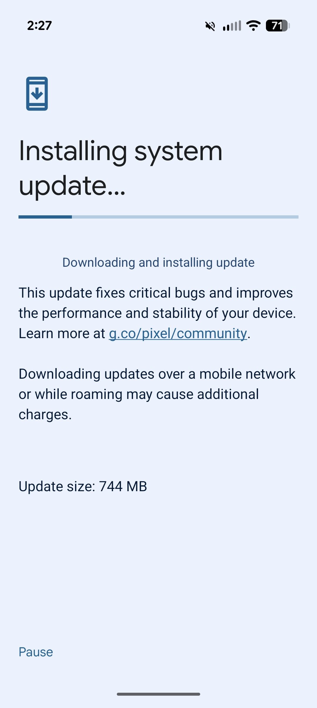 Screenshot of the system update settings on a Pixel phone, demonstrating how to check for the Android 16 QPR2 update