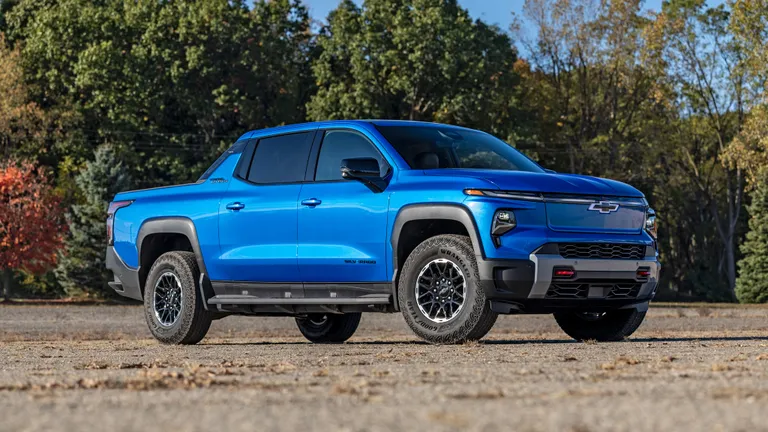 Chevrolet Silverado EV Trail Boss charging at a station