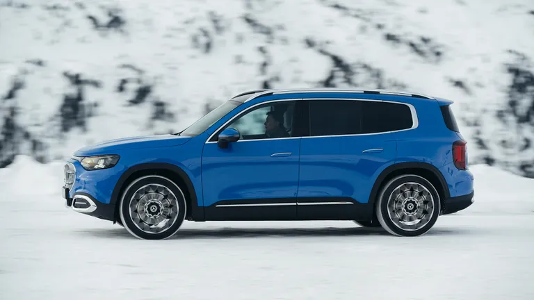 Rear three-quarter view of the 2027 Mercedes-Benz GLB, emphasizing its spaciousness and updated taillights.