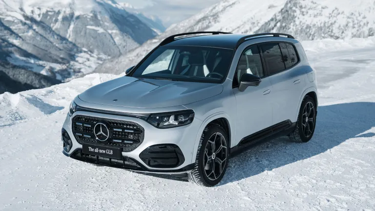 Interior view of the 2027 Mercedes-Benz GLB, showing the MBUX infotainment system and spacious cabin.