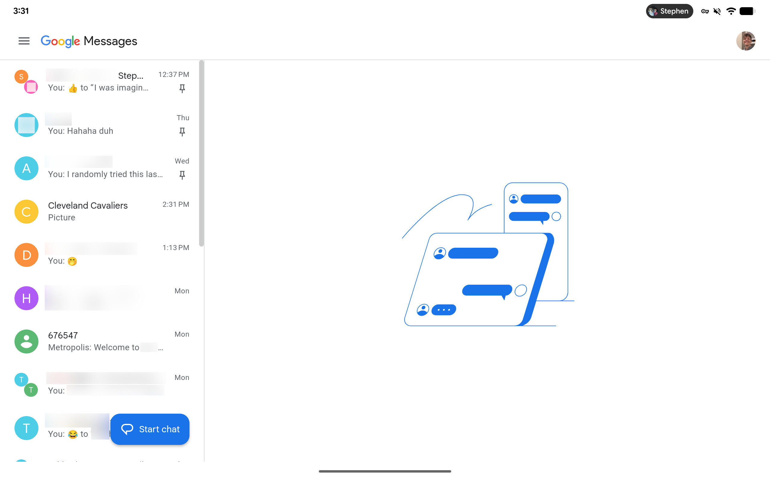 A person seamlessly using a messaging app across a phone and laptop, contrasting with the fragmented Google Messages desktop experience.