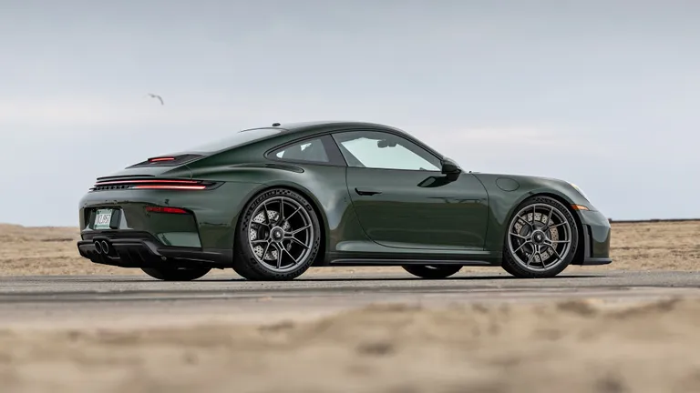 Rear view of the 2025 Porsche 911 GT3 Touring showing its subtle spoiler