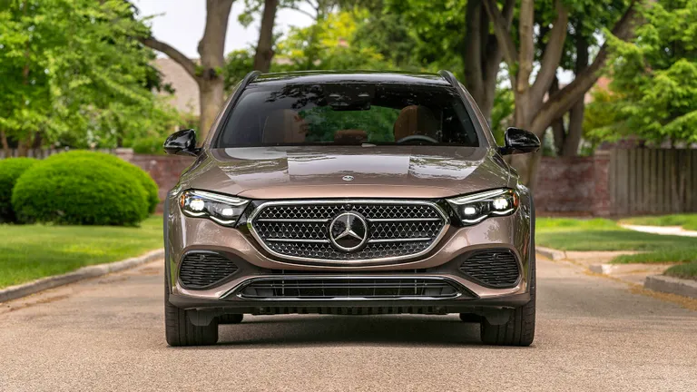 Close-up of the Mercedes-Benz MBUX infotainment screen displaying complex menu options.