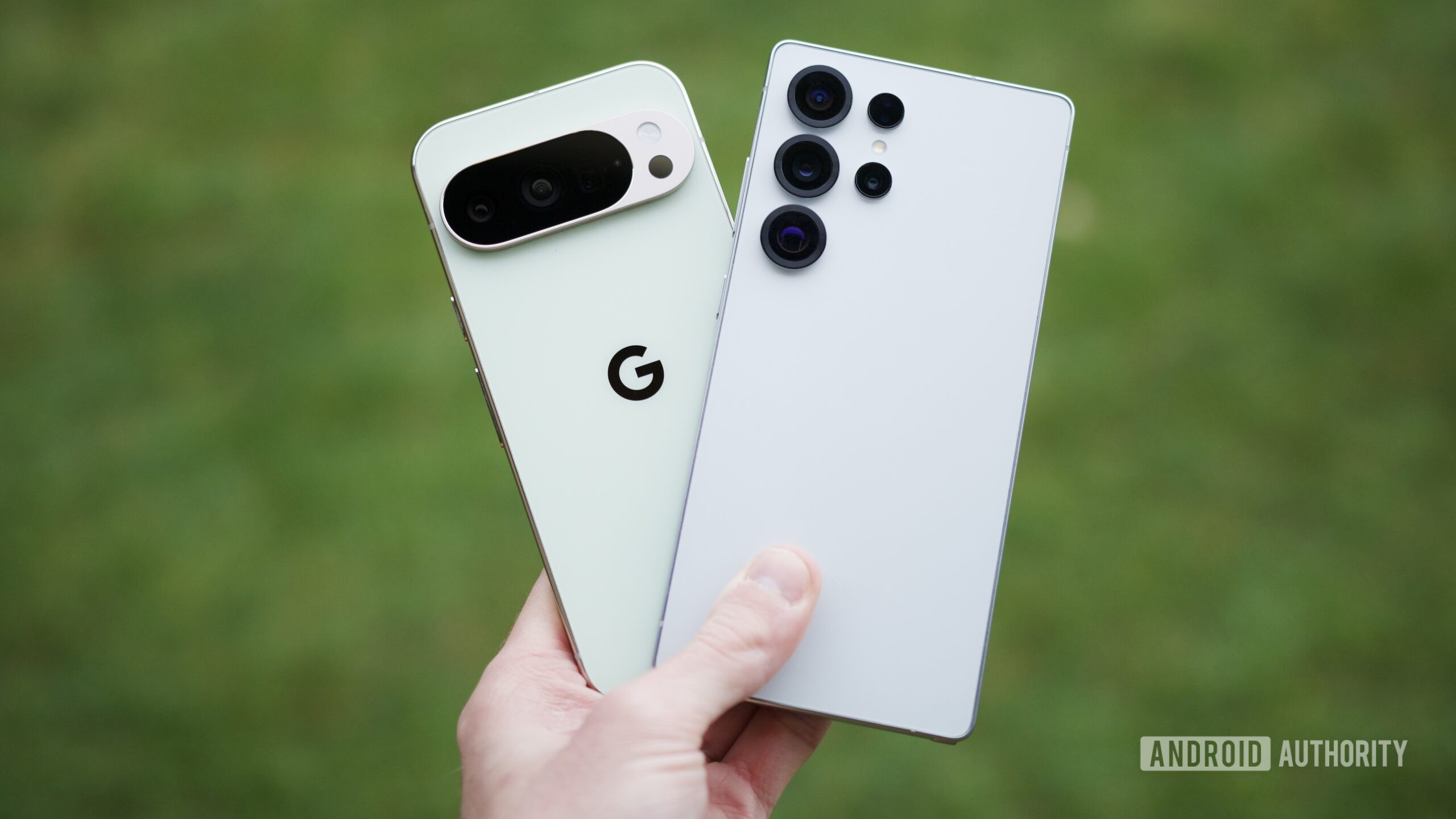 A detailed shot of the sophisticated multi-lens camera module on the back of the Samsung Galaxy S25 Ultra.