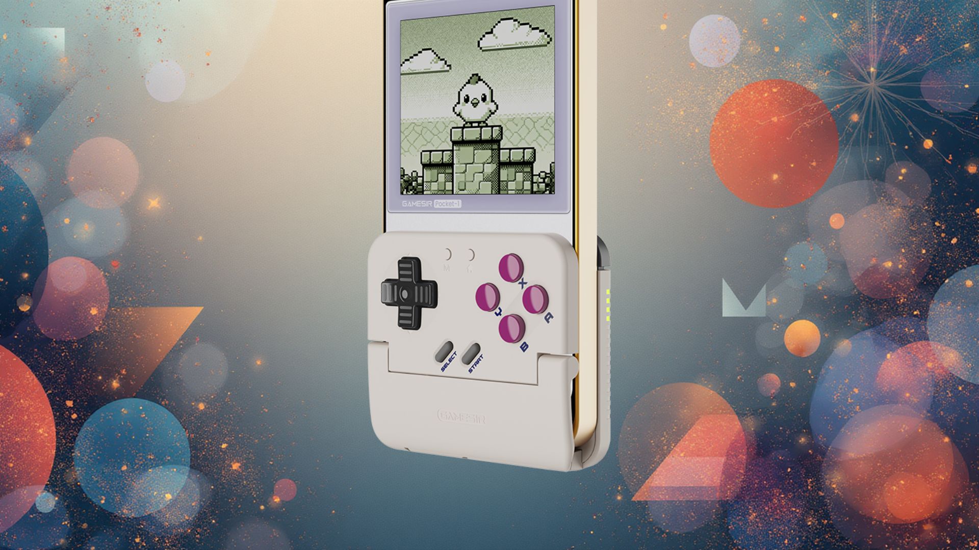 Affordable iPhone Game Boy controller attached to an iPhone, ready for retro gaming