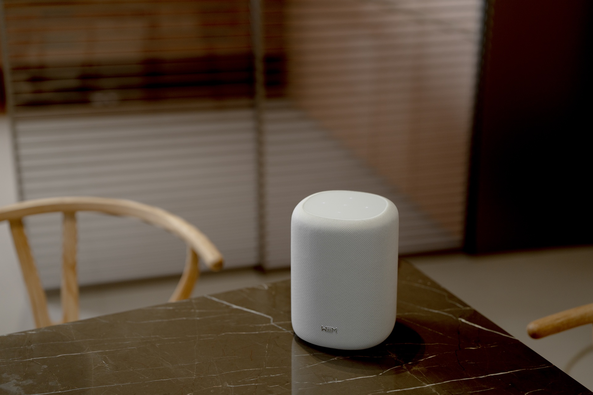 A sleek, minimalist WiiM Sound Lite speaker, highlighting its design as a modern, affordable smart speaker alternative.